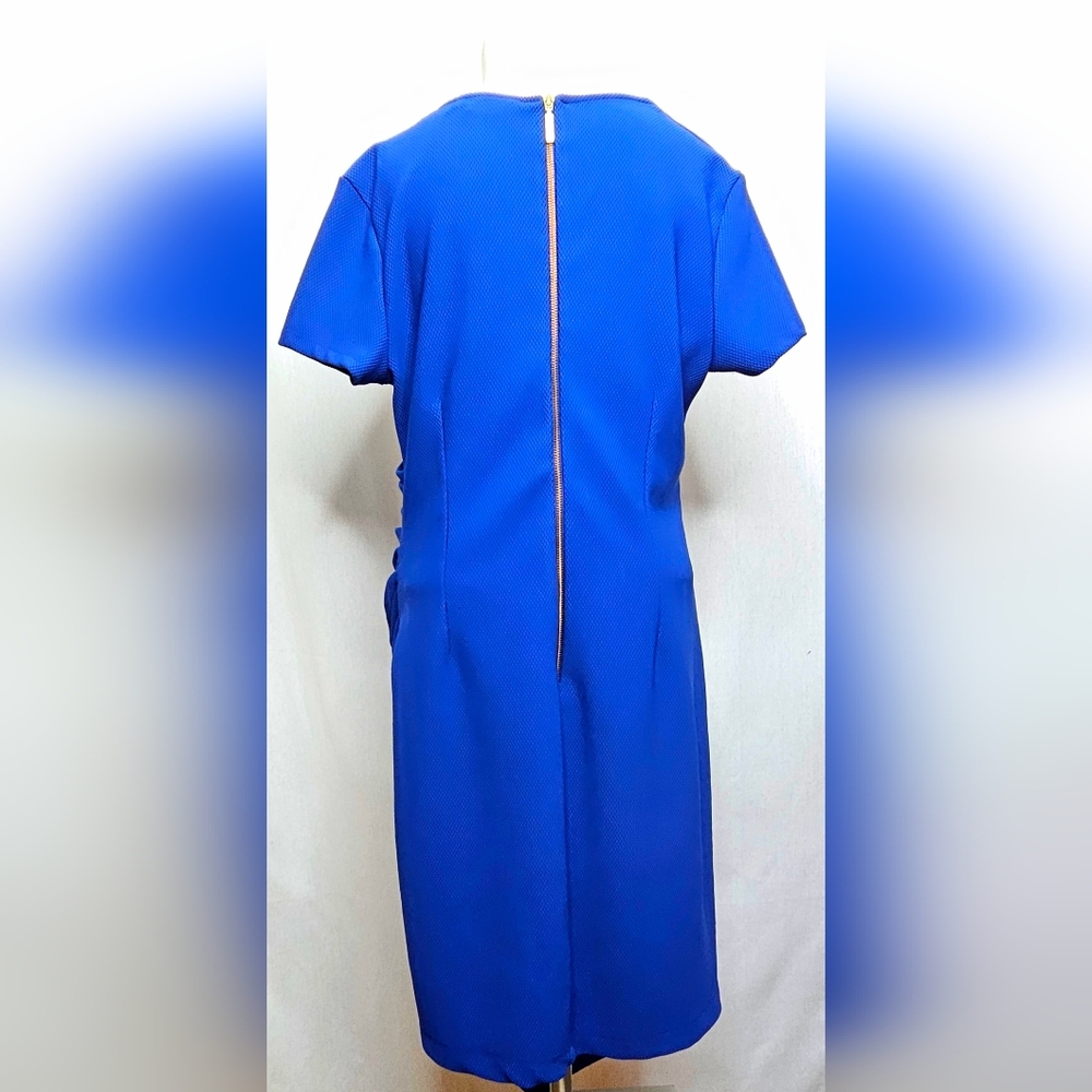 Bisou Bisou Cobalt Blue Ruched Sheath Cocktail Dress Size 14 - Picture 4 of 10